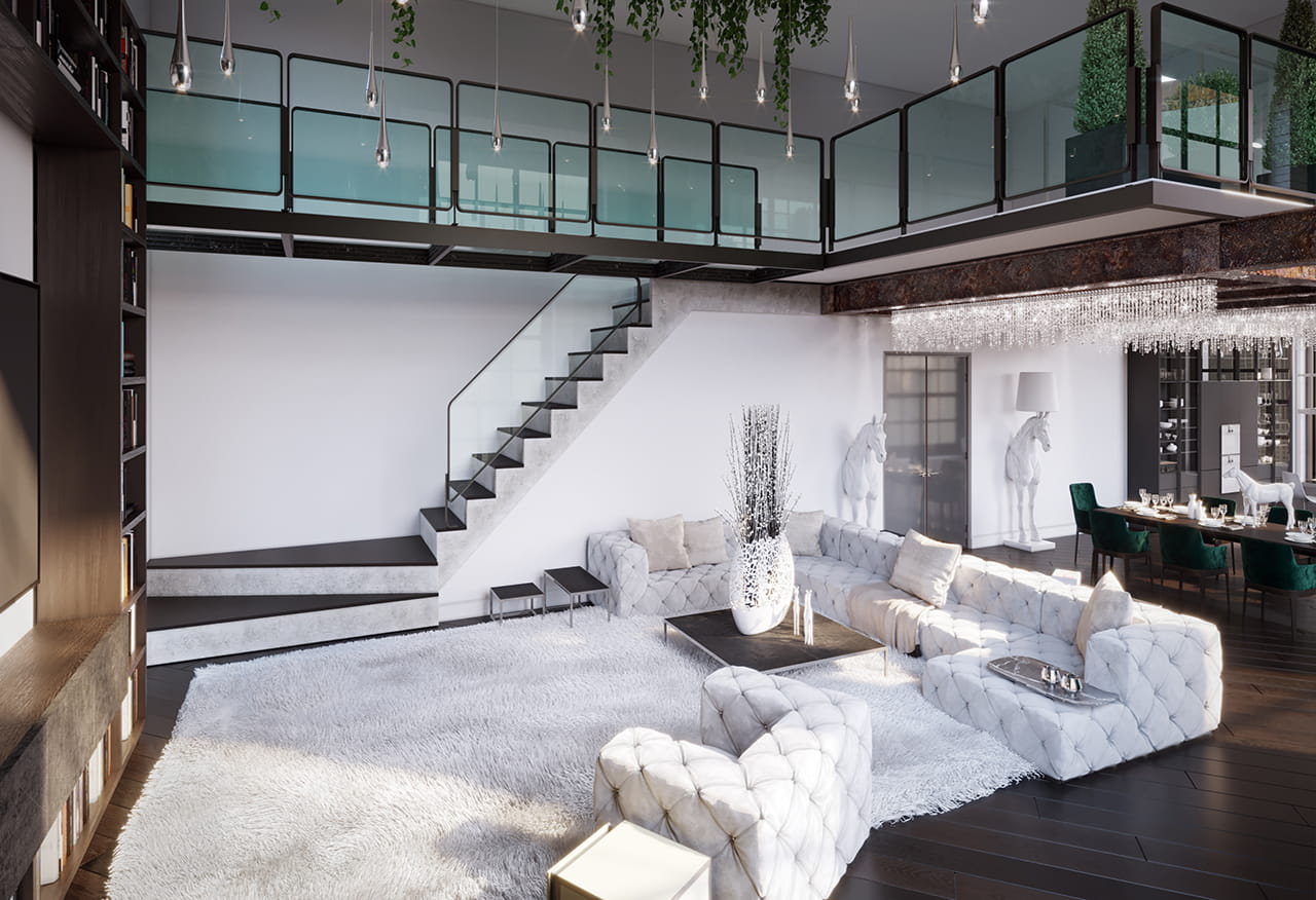 Фото дизайна просторной гостиной в интерьере таунхауса