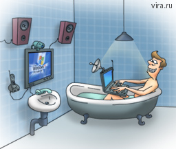 Установка беспроводного водонепроницаемого телевизора в ванной комнате от «Вира-Артстрой». Фото 01