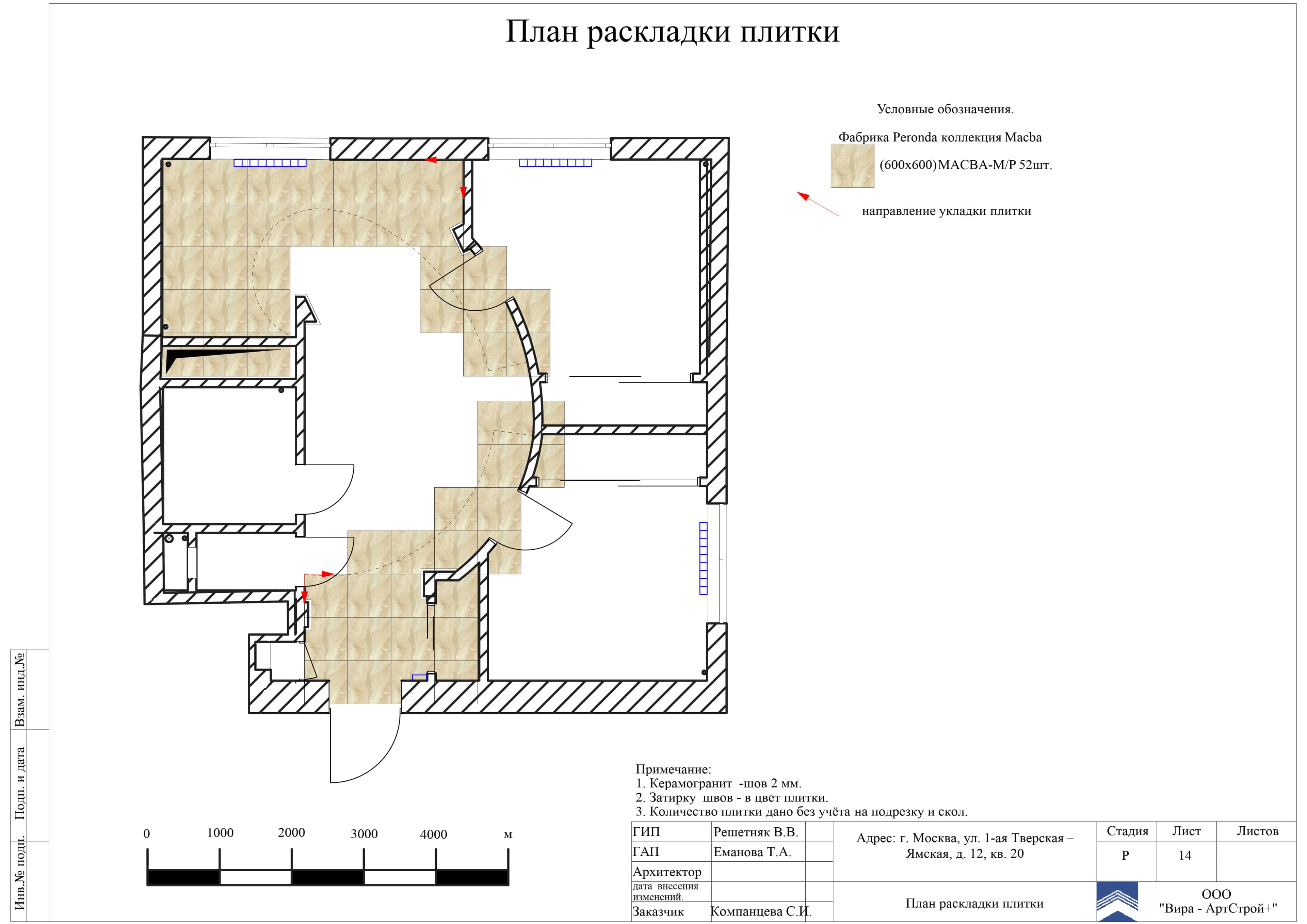 Схема раскладки плитки разного размера Схема раскладки плитки разного размера