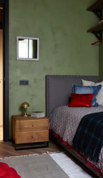 ЖК «Wellton Park». Стены в детской комнате зелёного цвета