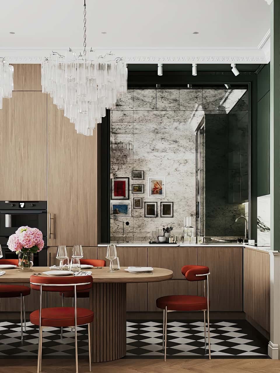 Зеркальный кухонный фартук