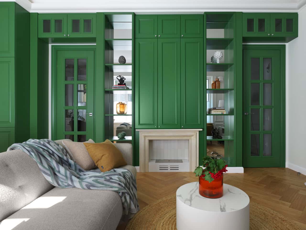 Зелёный цвет в интерьере