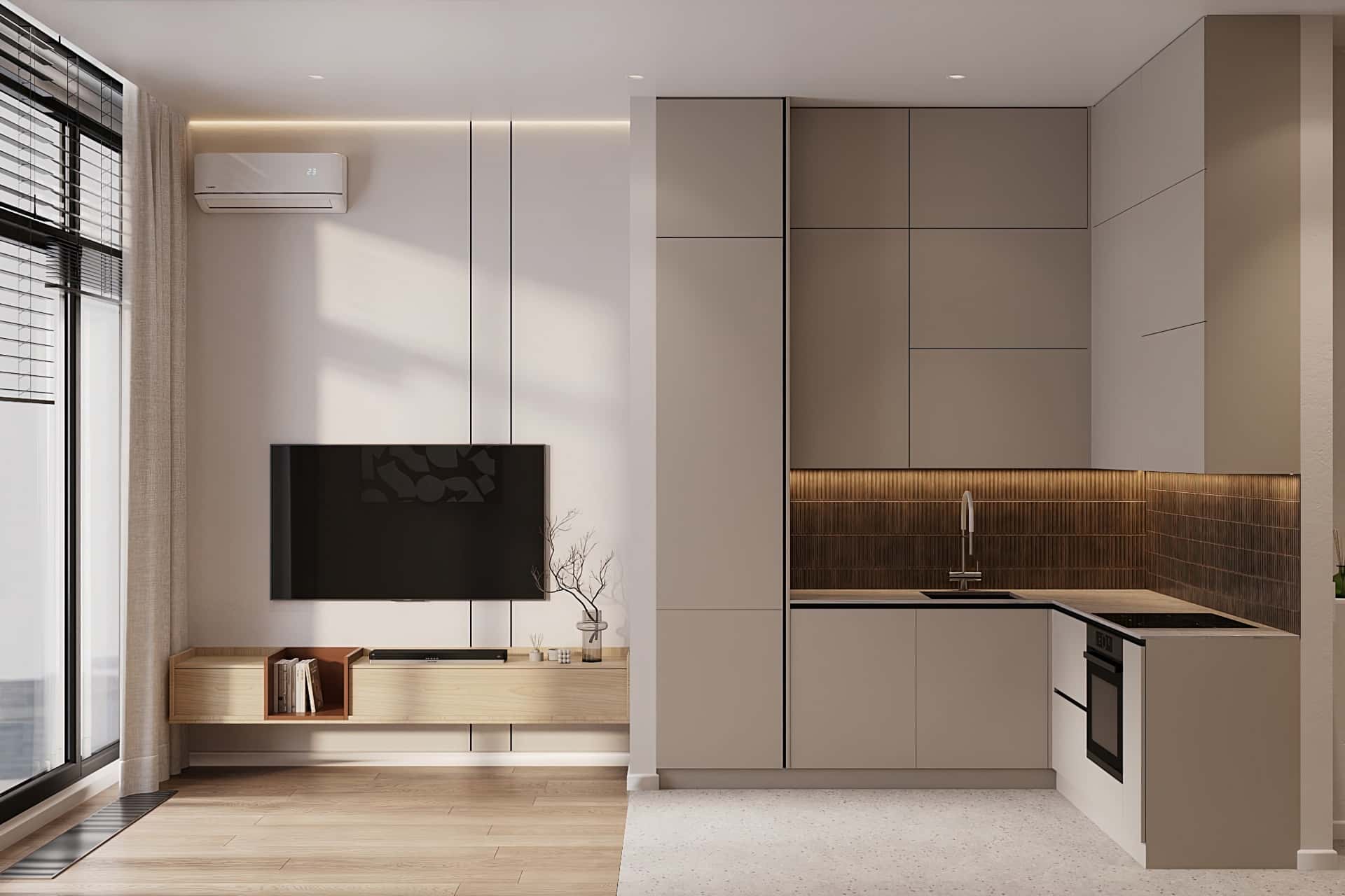 Дизайн и ремонт квартиры в ЖК AFI Park Воронцовский — Стиль как инвестиция, 60 м2. Кухня-гостиная