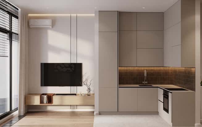 Дизайн и ремонт квартиры в ЖК AFI Park Воронцовский в стиле современный. Кухня-гостиная