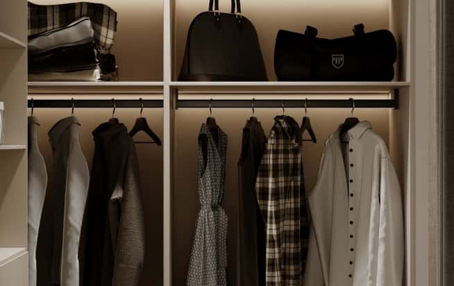 Дизайн и ремонт квартиры в ЖК AFI Park Воронцовский в стиле современный. Мастер-спальня с гардеробной, фото 5