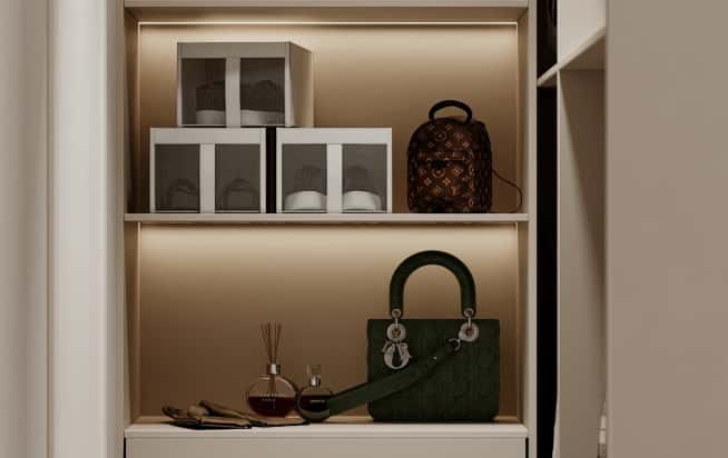 Дизайн и ремонт квартиры в ЖК AFI Park Воронцовский в стиле современный. Мастер-спальня с гардеробной, фото 7