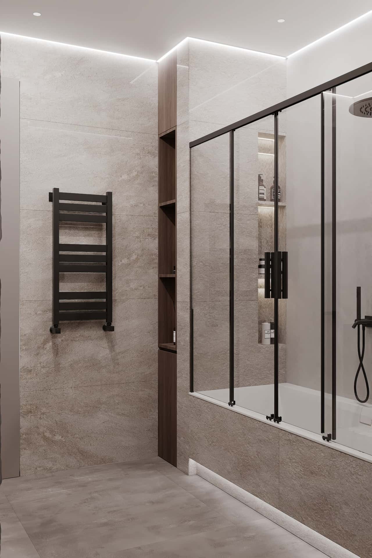 Дизайн и ремонт квартиры в ЖК ALIA — Убежище среди скал, 116 м2. Ванная, фото 7