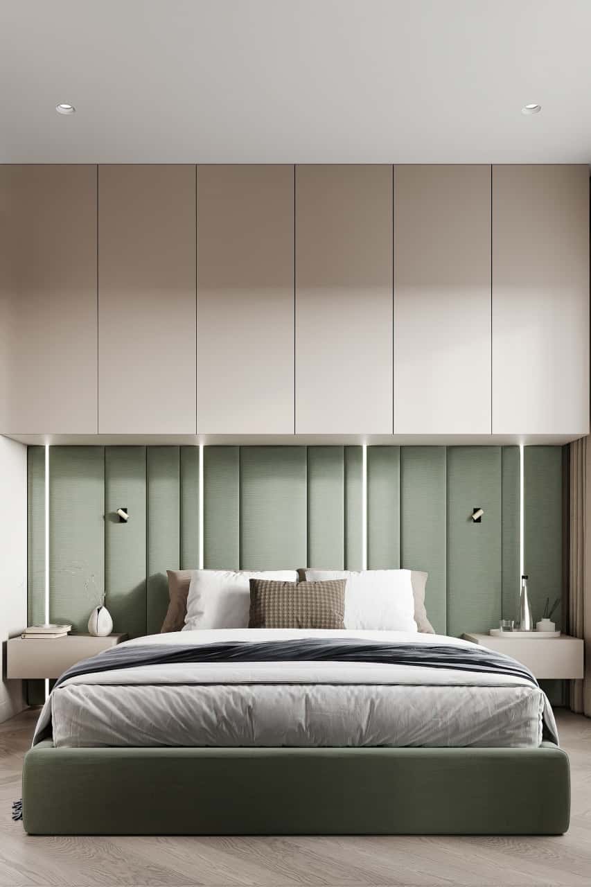 Текстильные панели в спальне