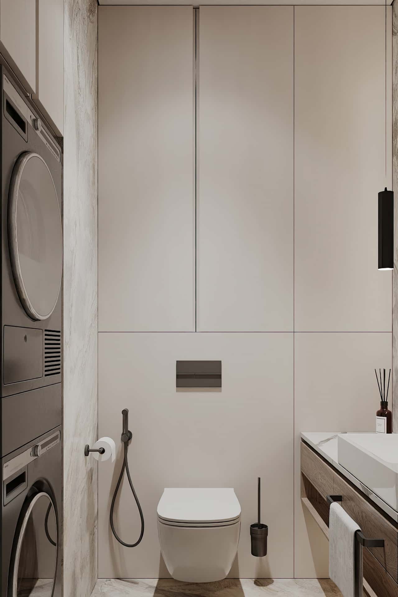 Дизайн и ремонт квартиры в ЖК Большая семерка — Тёплая гармония, 69 м2. Санузел малый, фото 1