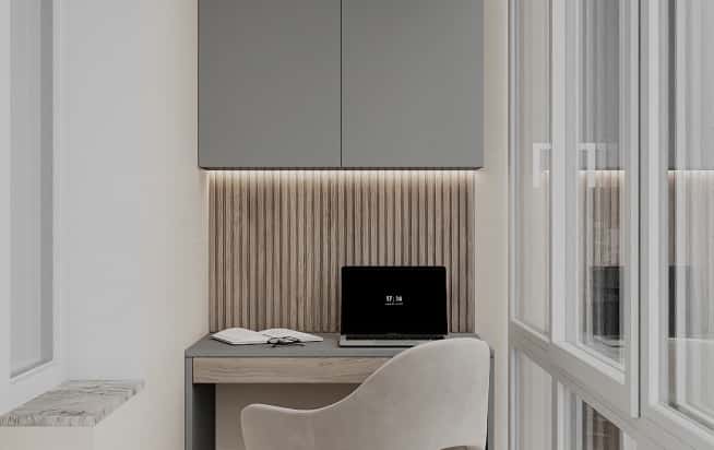 Дизайн и ремонт квартиры в ЖК Большая семерка в стиле современный. Балкон