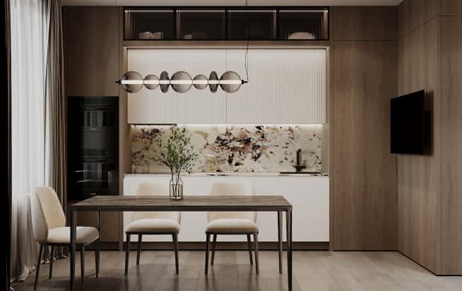 Дизайн и ремонт квартиры в ЖК Большая семерка в стиле современный. Кухня-гостиная, фото 2
