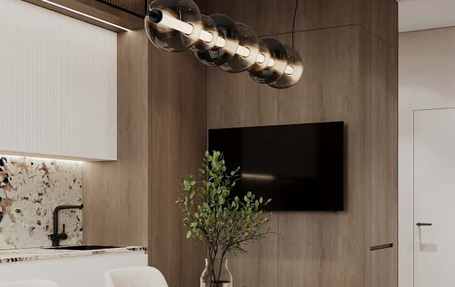 Дизайн и ремонт квартиры в ЖК Большая семерка в стиле современный. Кухня-гостиная, фото 3