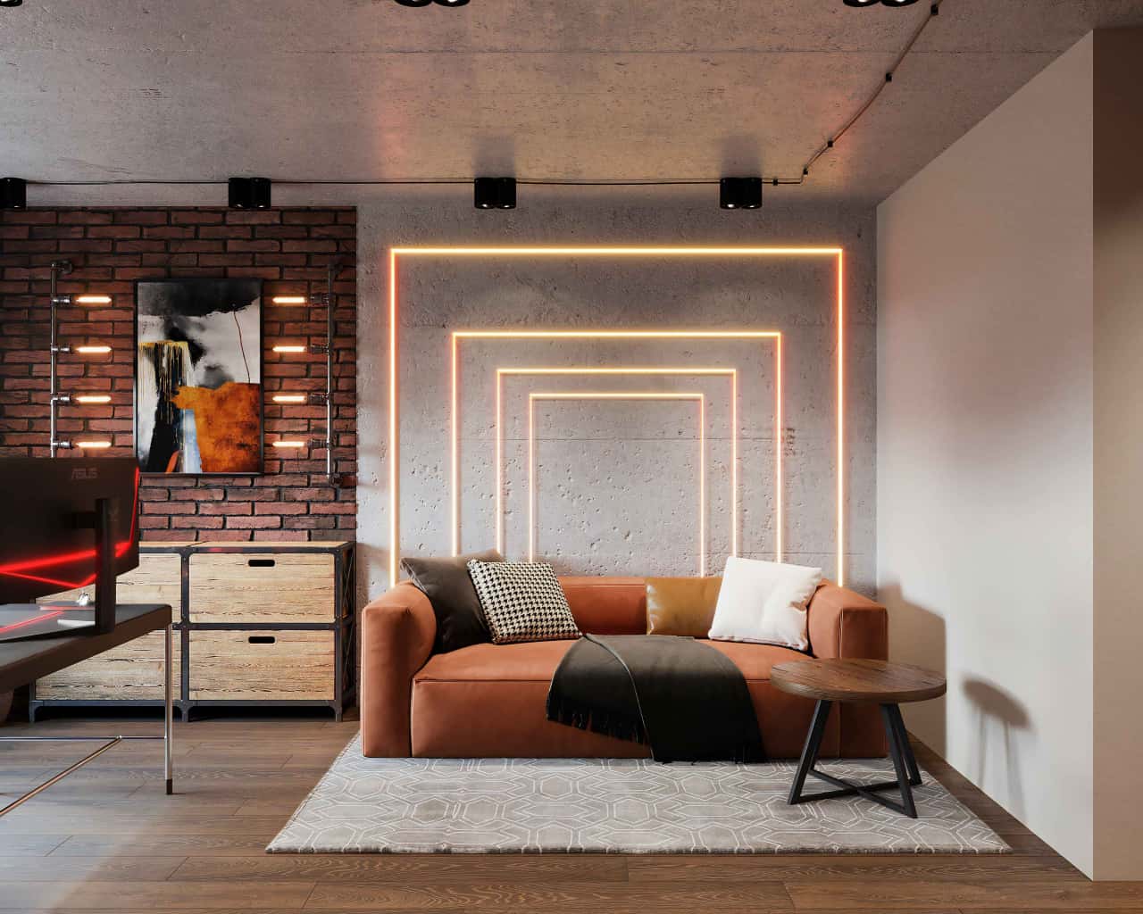 Акцентная стена в лофте