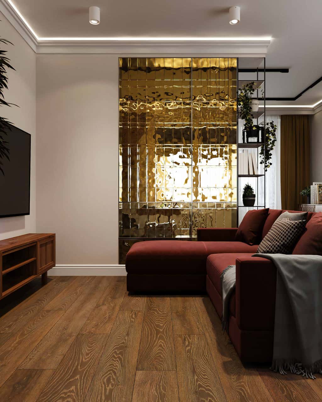 Зонирование с помощью акцентной стены