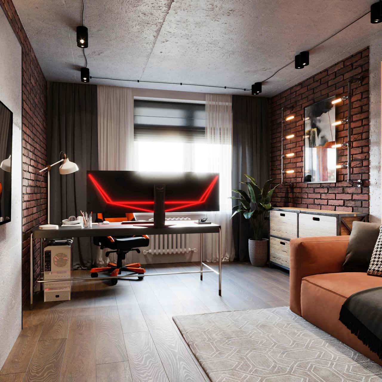 Кабинет в стиле лофт