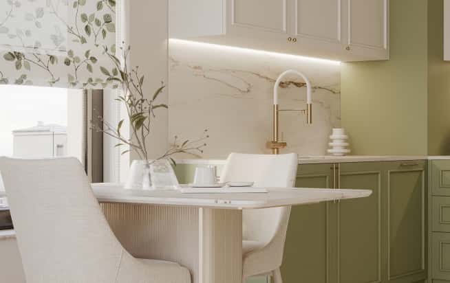 Дизайн и ремонт квартиры в ЖК Дом Достижение в стиле современная классика. Кухня-гостиная, фото 9