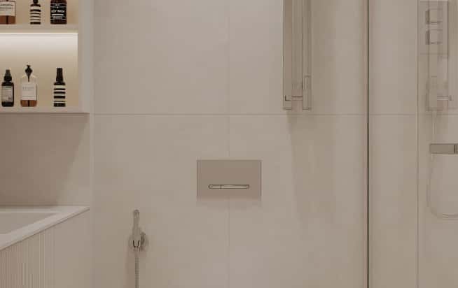 Дизайн и ремонт квартиры в ЖК Дом Достижение в стиле современная классика. Санузел, фото 1