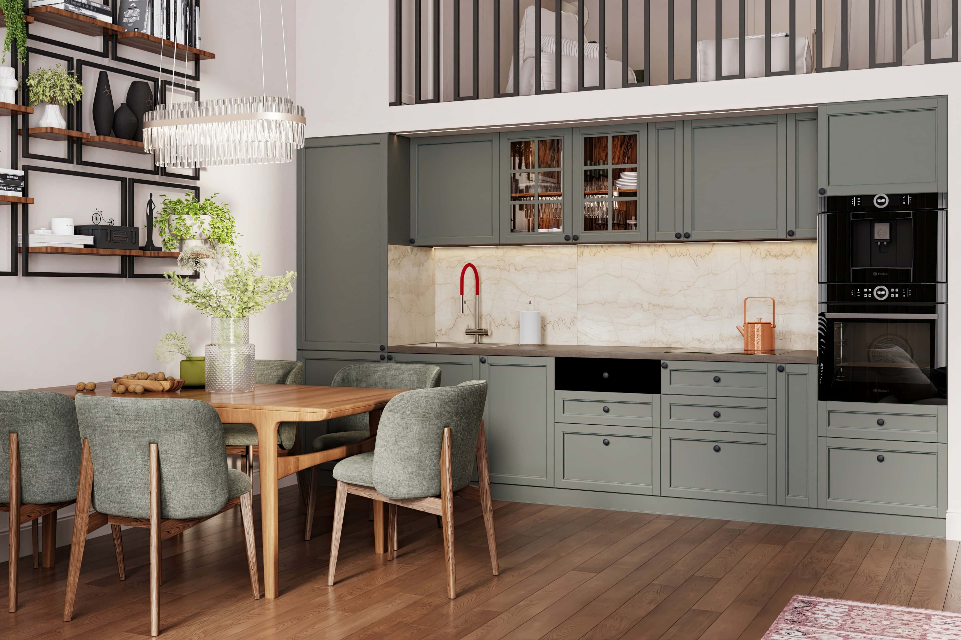 Оформление интерьера кухни-гостиной. Фото № 80648.