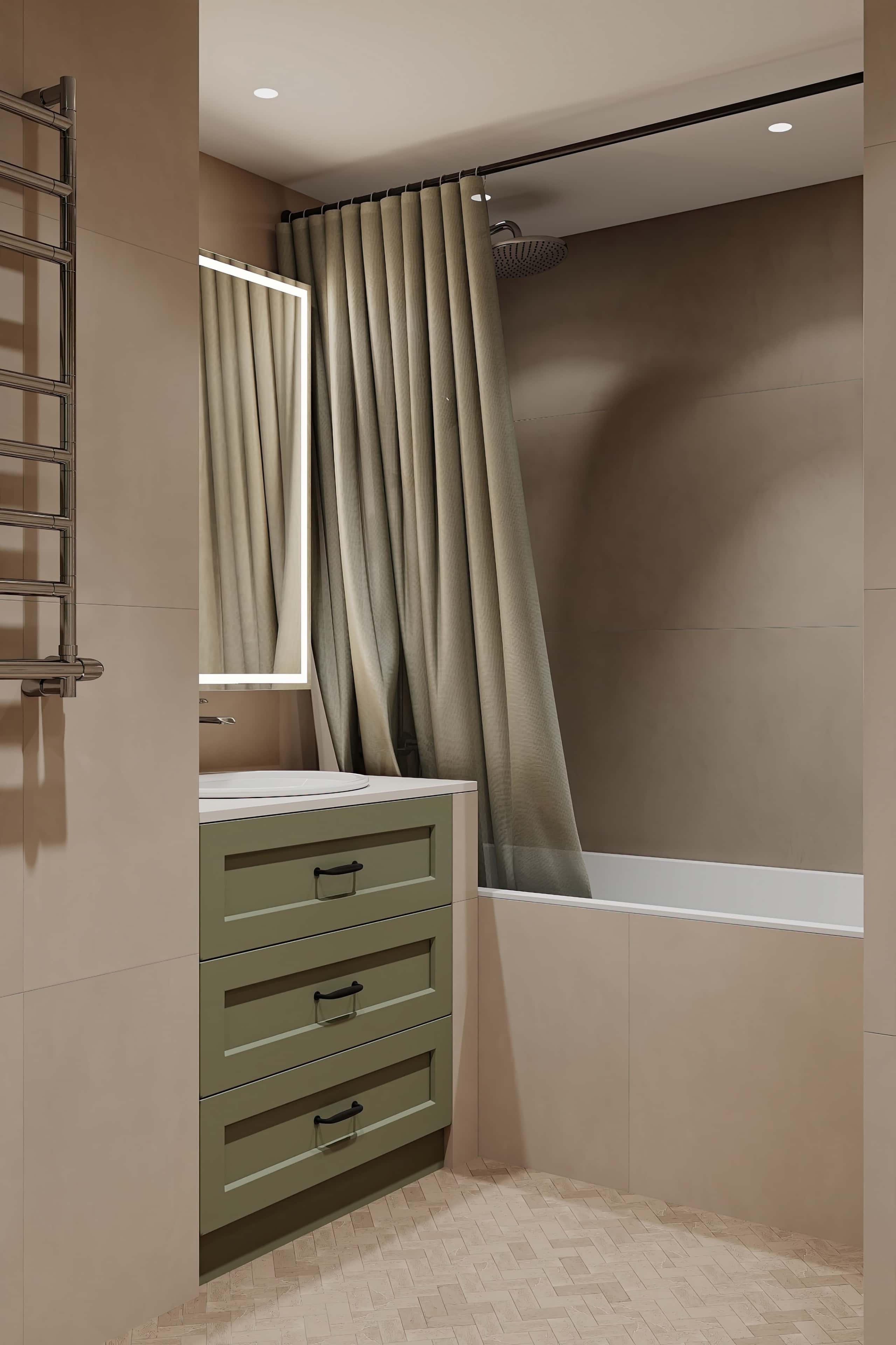 Оформление интерьера ванной комнаты. Фото № 80670.