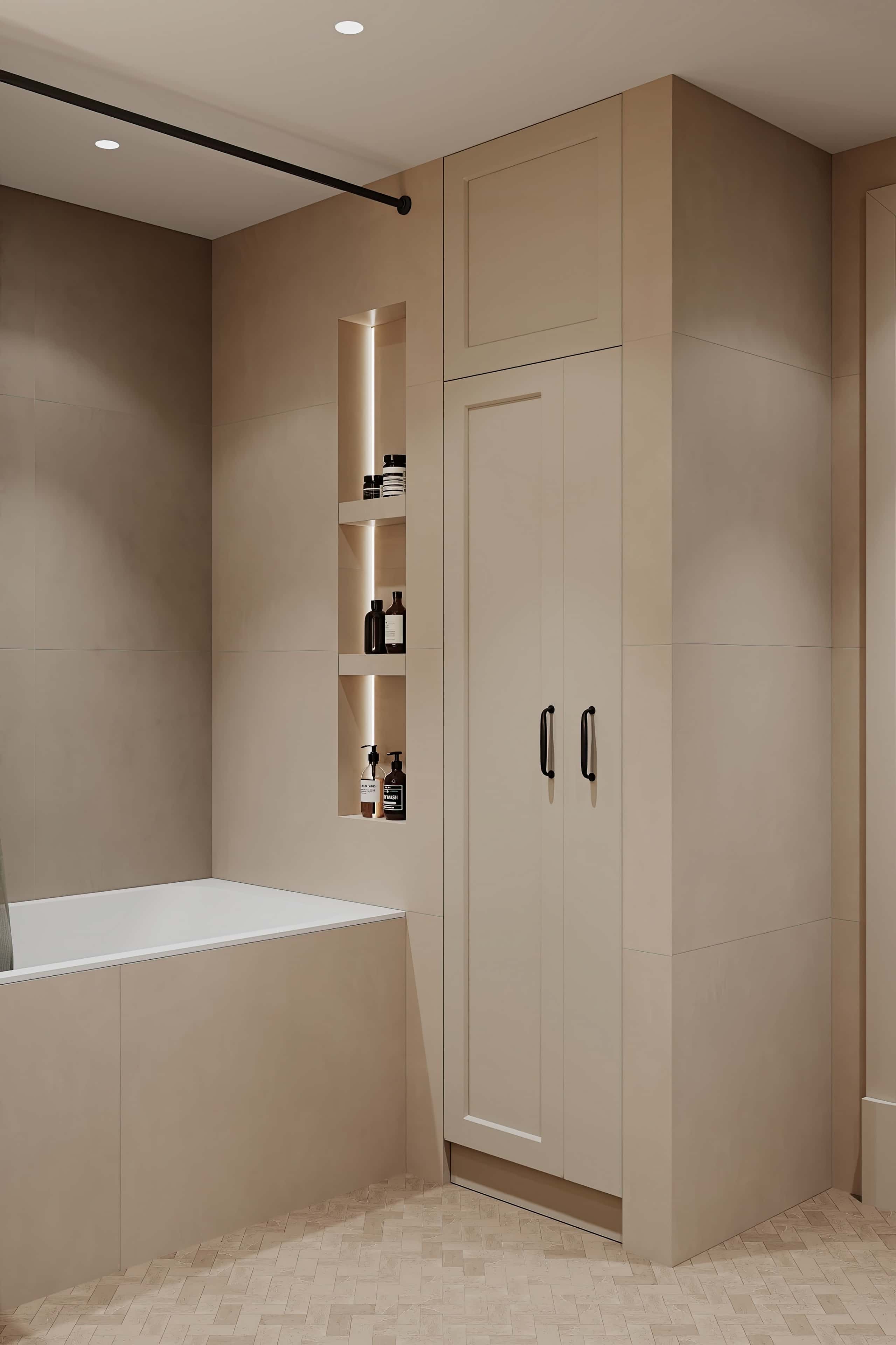 Оформление интерьера ванной комнаты. Фото № 80672.