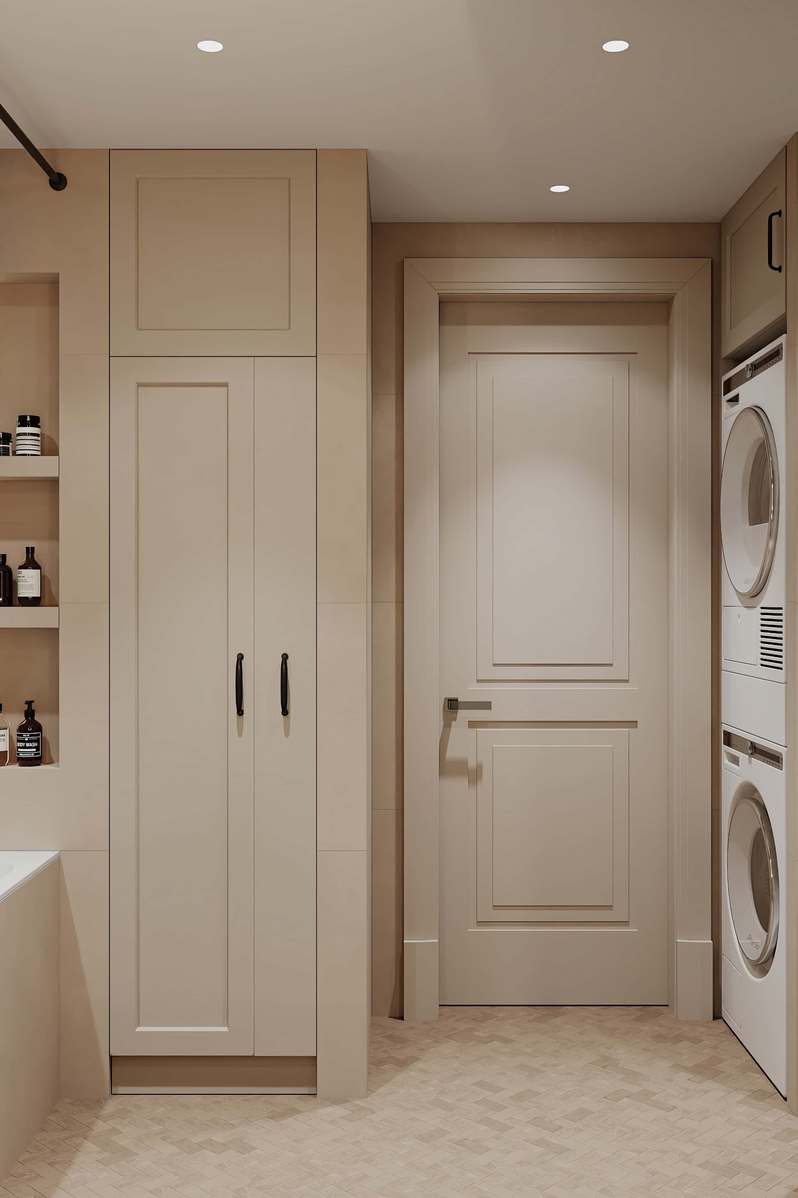 Оформление интерьера ванной комнаты. Фото № 80673.