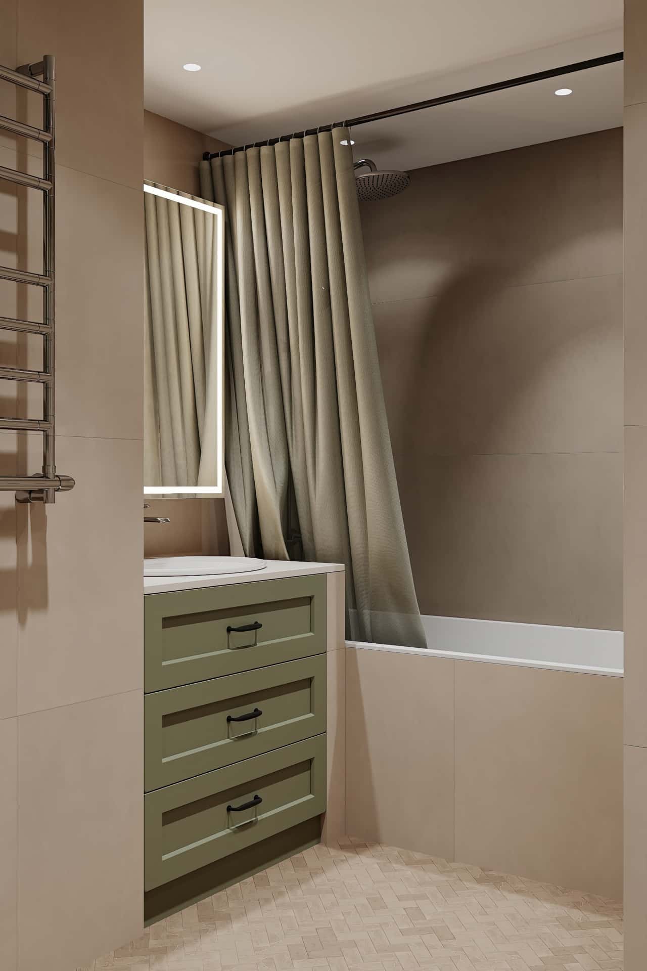 Дизайн и ремонт квартиры в ЖК Джаз — Квартира с мезонином, 89 м2. Ванная, фото 2