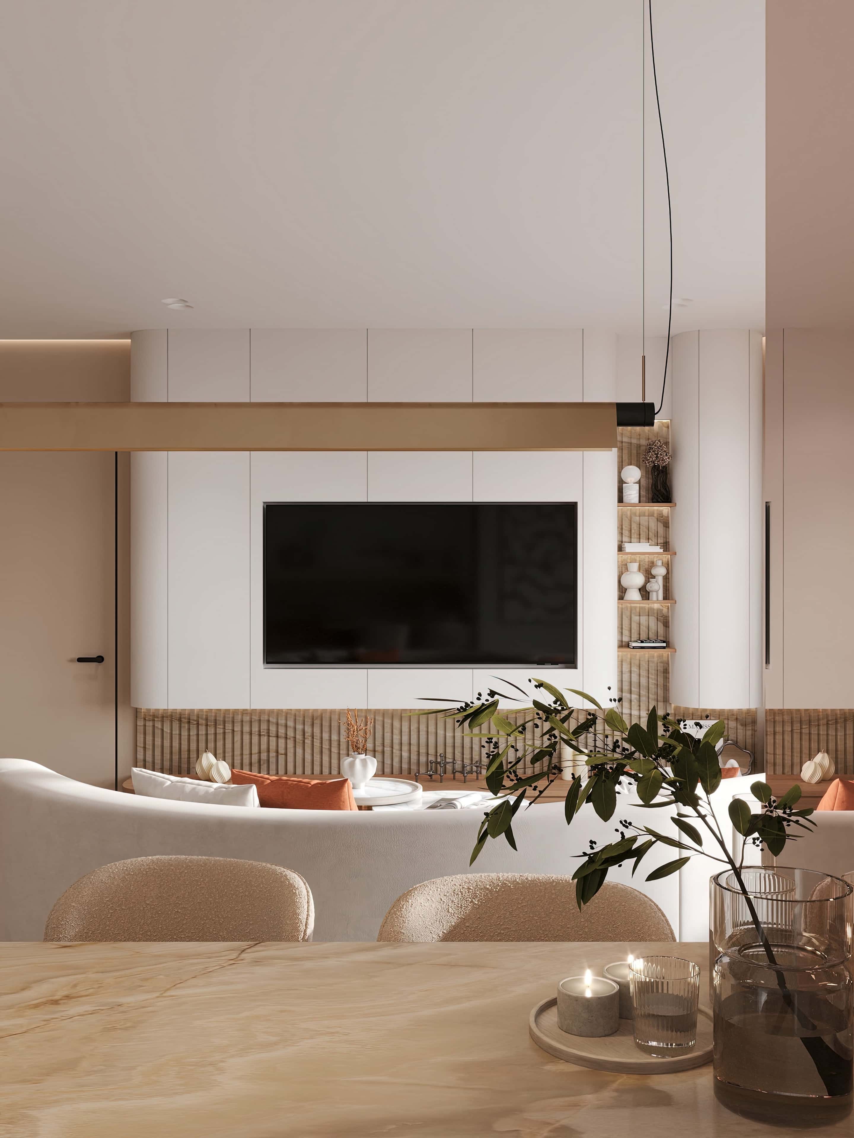 Вид на ТВ-зону из столовой