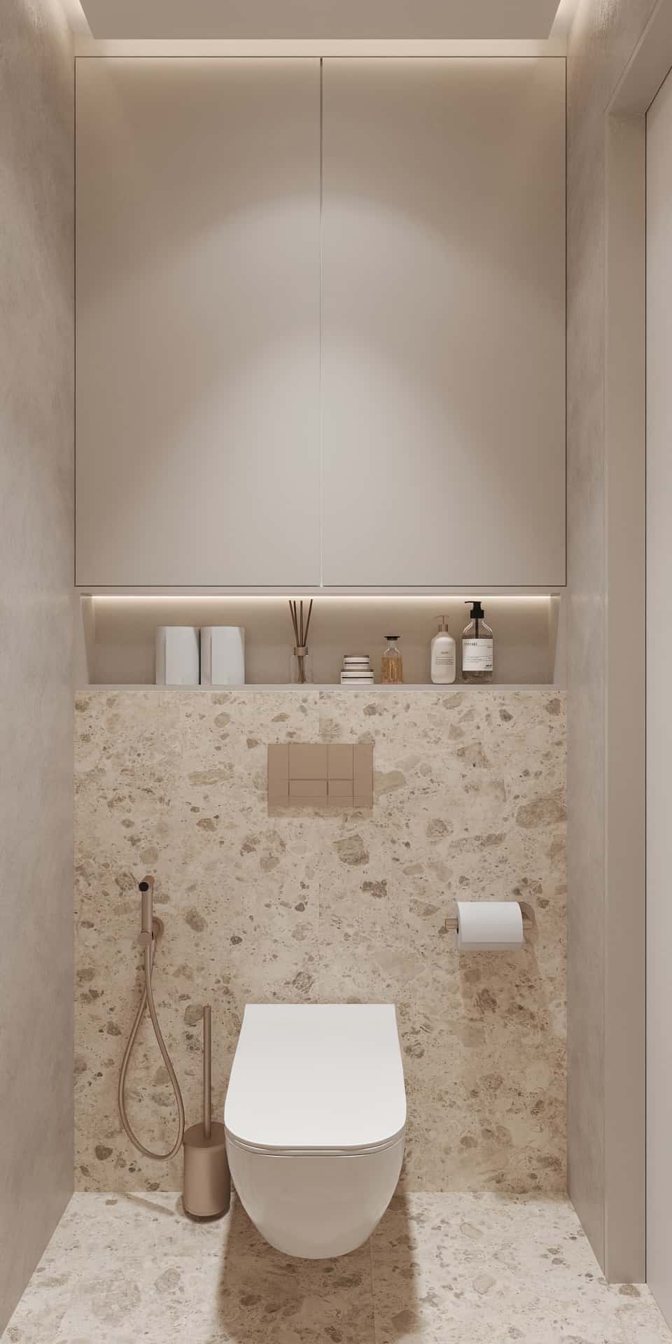 Дизайн и ремонт квартиры в ЖК Эмеральд — Сияние форм, 131 м2. Гостевой санузел, фото 1