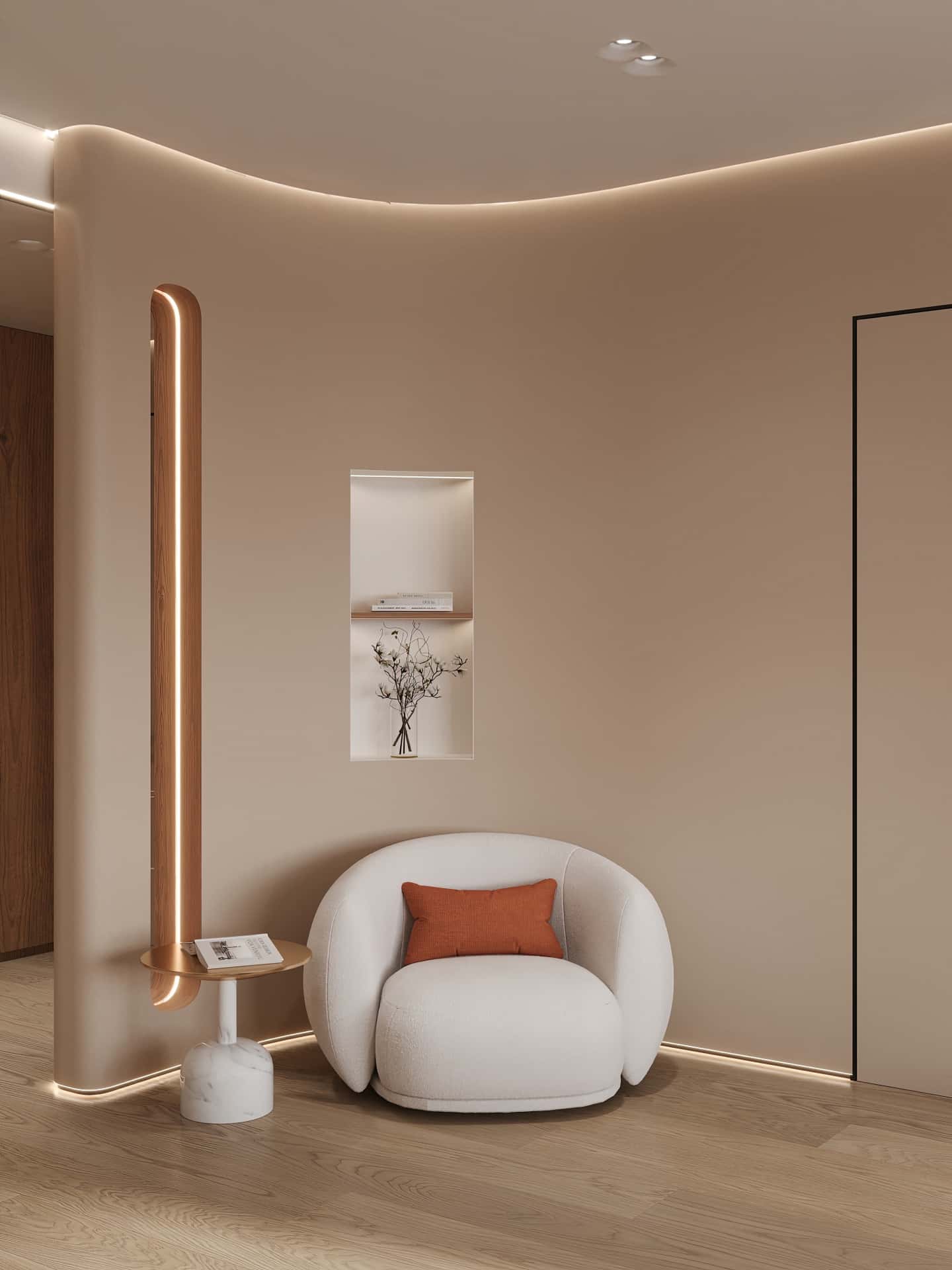 Дизайн и ремонт квартиры в ЖК Эмеральд — Сияние форм, 131 м2. Гостиная, фото 3