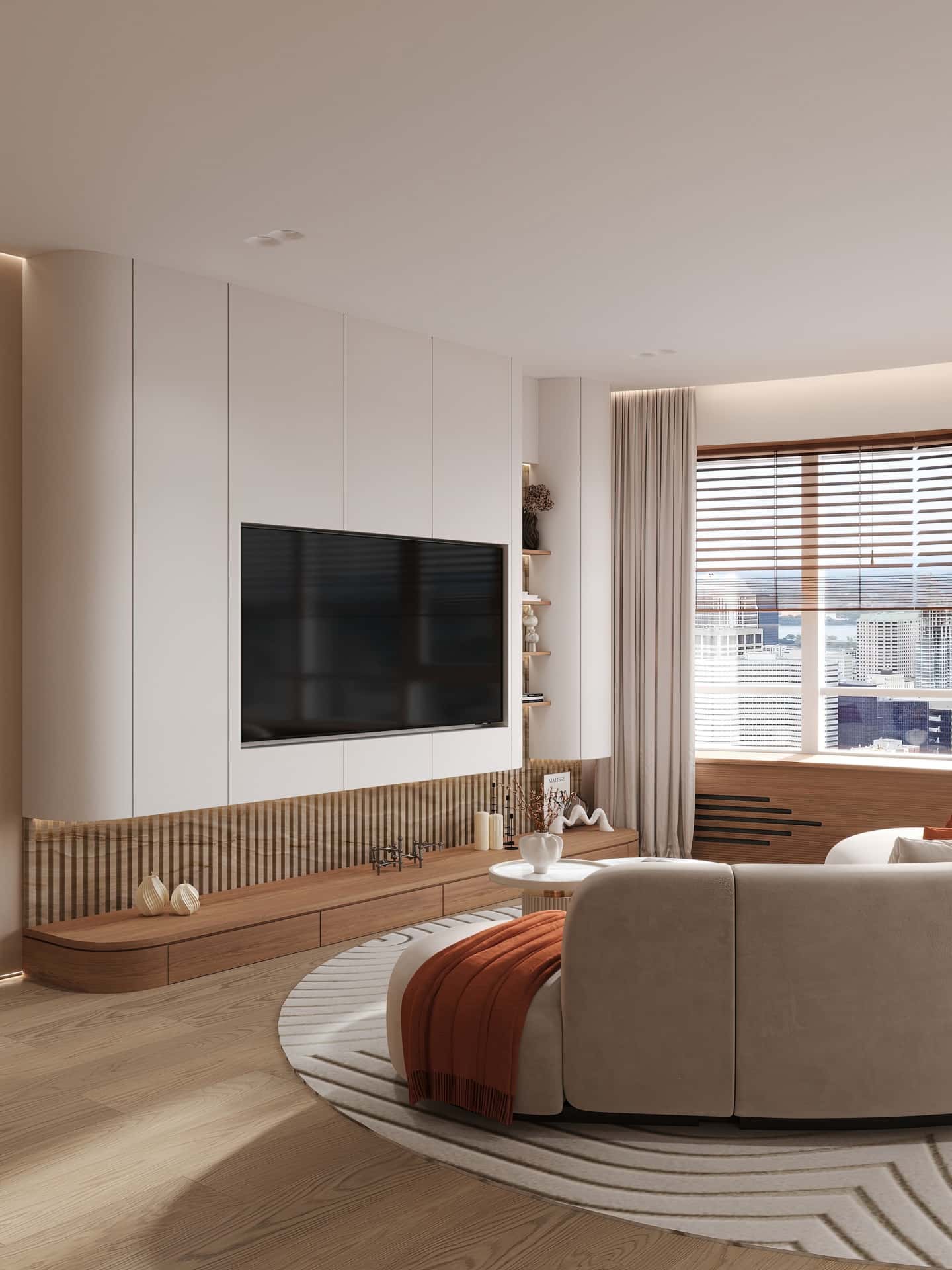 Дизайн и ремонт квартиры в ЖК Эмеральд — Сияние форм, 131 м2. Гостиная, фото 4