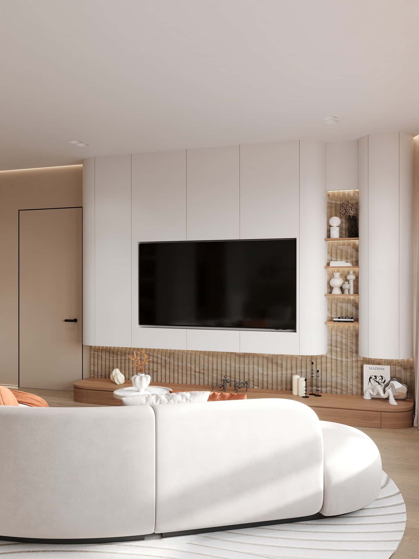 Дизайн и ремонт квартиры в ЖК Эмеральд — Сияние форм, 131 м2. Гостиная, фото 5