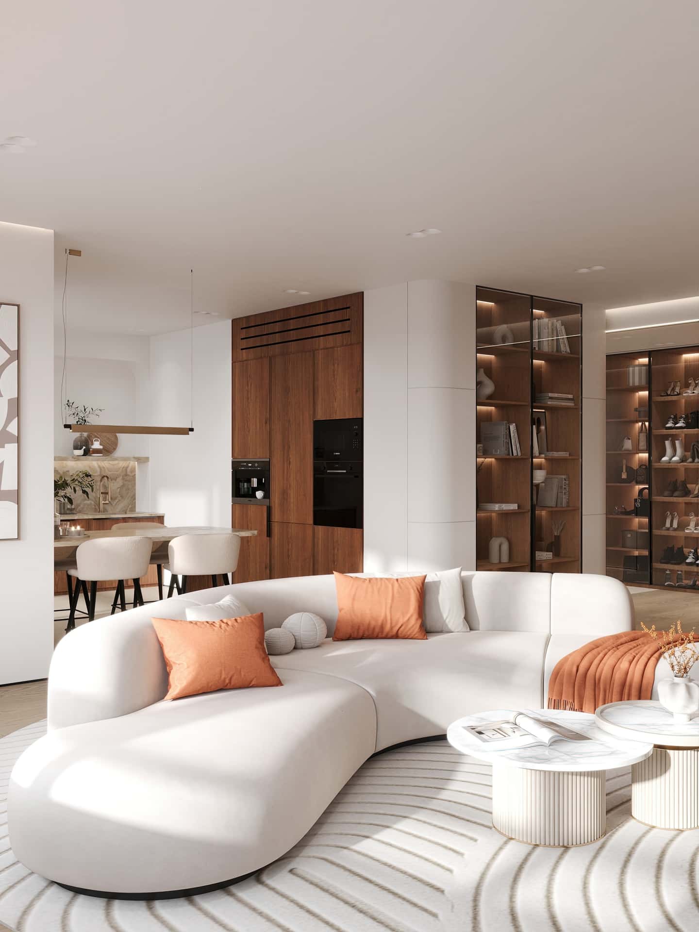 Дизайн и ремонт квартиры в ЖК Эмеральд — Сияние форм, 131 м2. Гостиная, фото 7