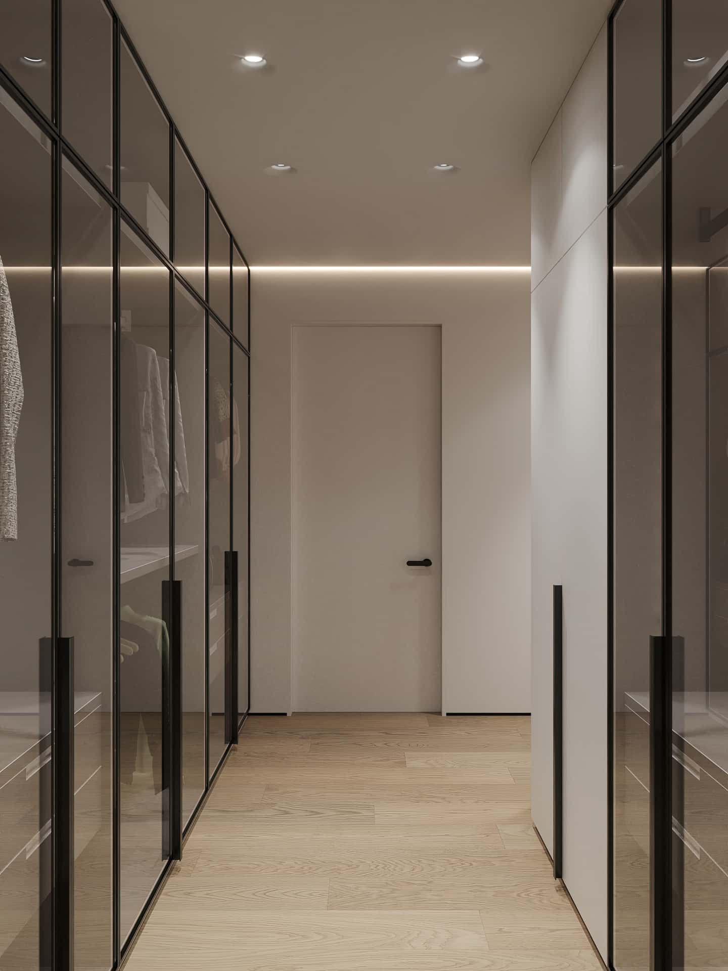 Дизайн и ремонт квартиры в ЖК Эмеральд — Сияние форм, 131 м2. Мастер-гардеробная, фото 1