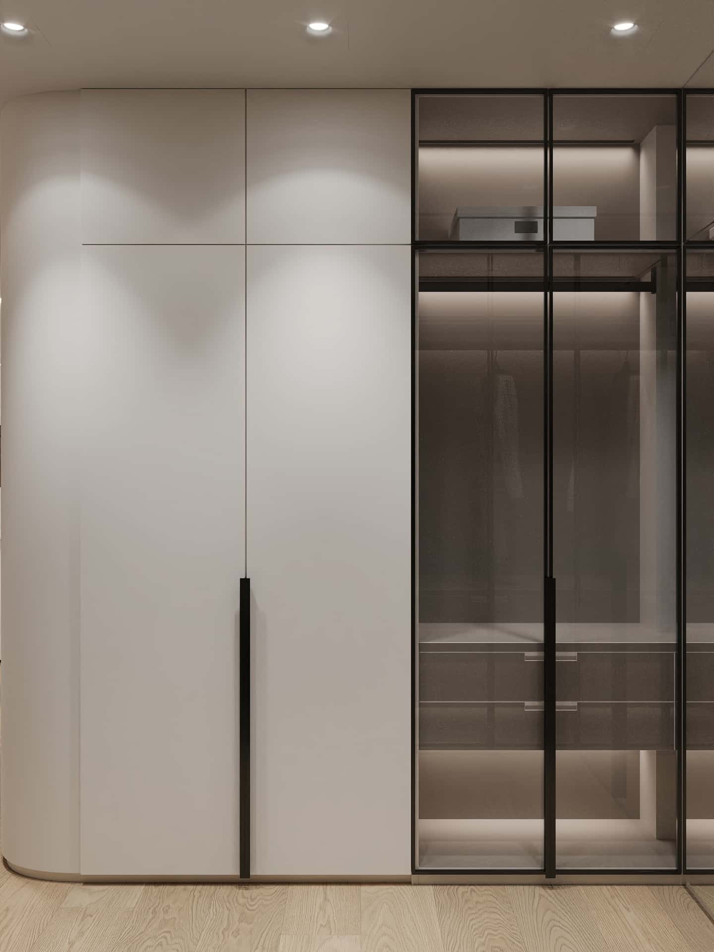 Дизайн и ремонт квартиры в ЖК Эмеральд — Сияние форм, 131 м2. Мастер-гардеробная, фото 3