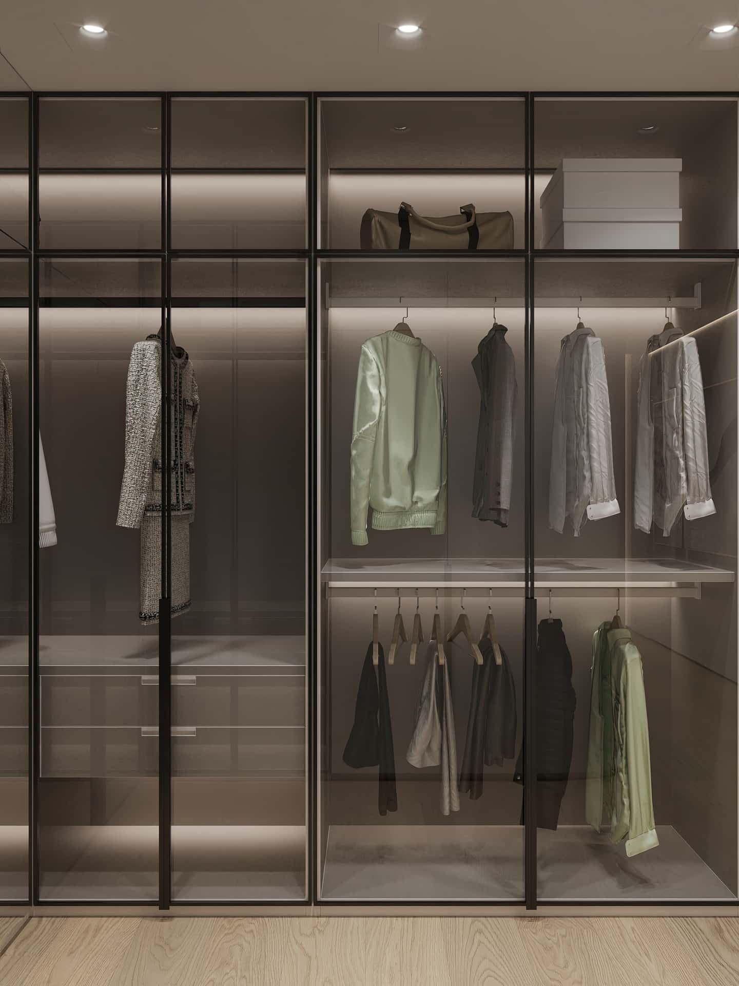 Дизайн и ремонт квартиры в ЖК Эмеральд — Сияние форм, 131 м2. Мастер-гардеробная, фото 4