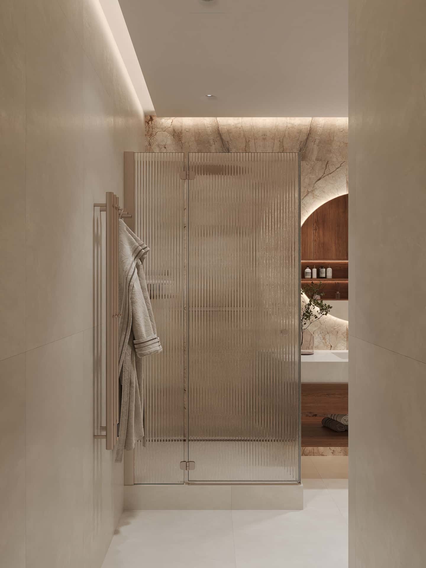 Дизайн и ремонт квартиры в ЖК Эмеральд — Сияние форм, 131 м2. Мастер-санузел, фото 1