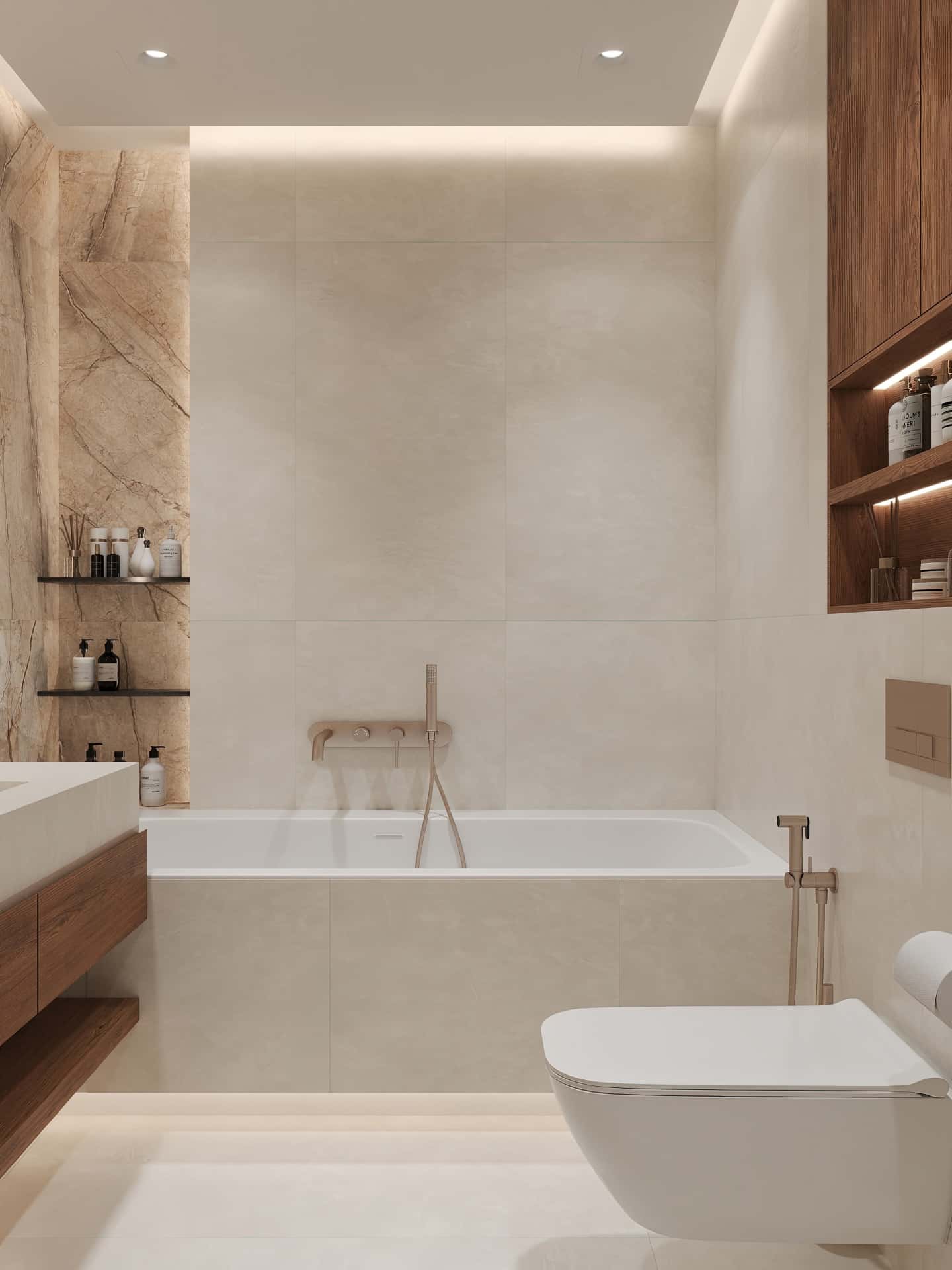 Дизайн и ремонт квартиры в ЖК Эмеральд — Сияние форм, 131 м2. Мастер-санузел, фото 2