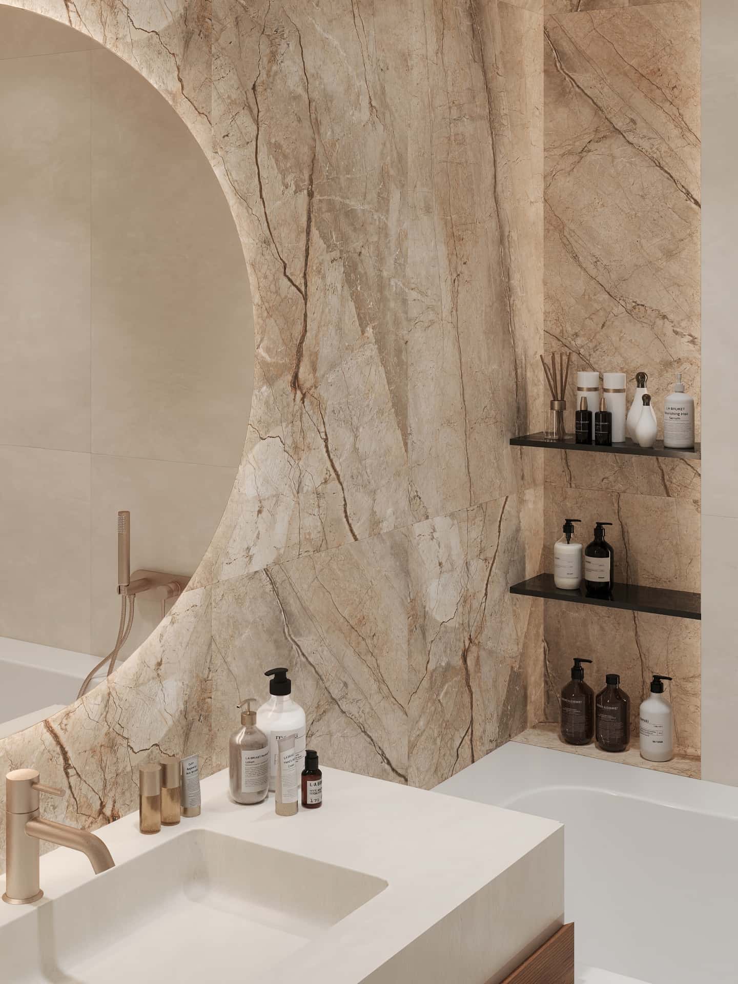 Дизайн и ремонт квартиры в ЖК Эмеральд — Сияние форм, 131 м2. Мастер-санузел, фото 4