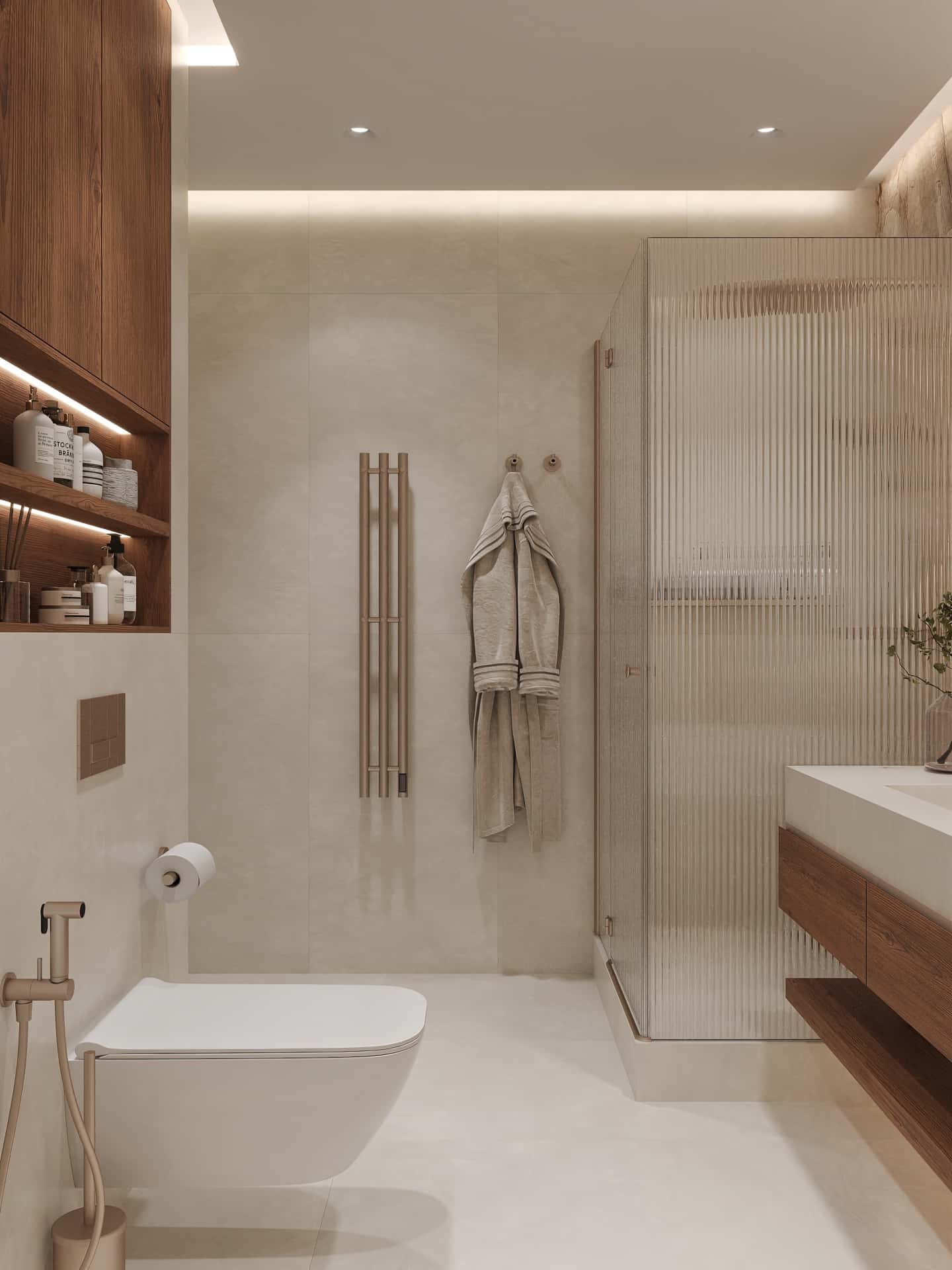 Дизайн и ремонт квартиры в ЖК Эмеральд — Сияние форм, 131 м2. Мастер-санузел, фото 5