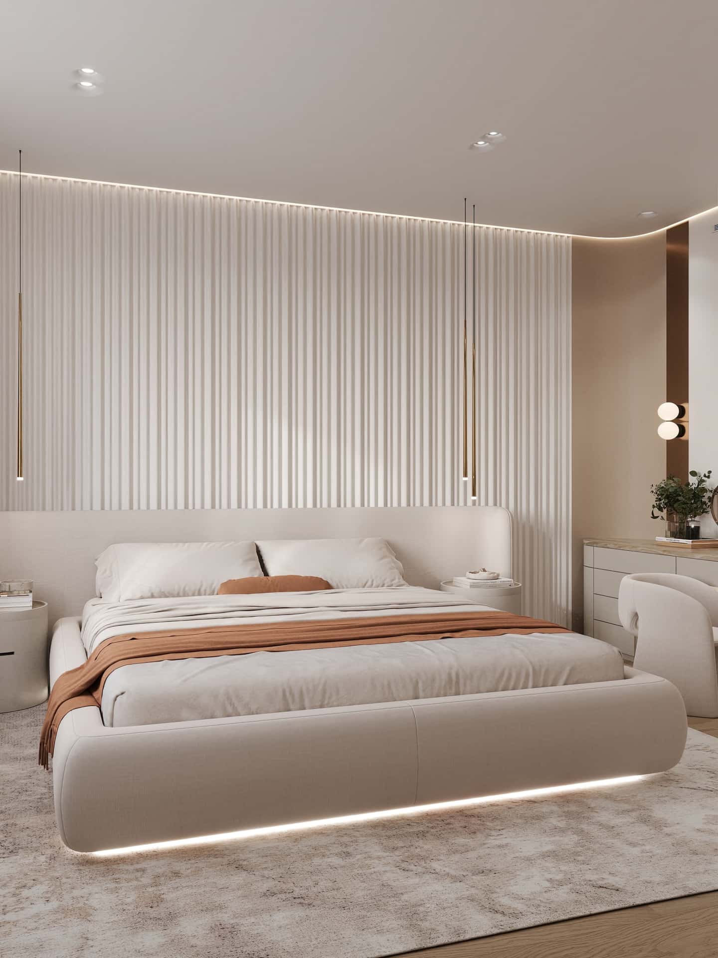 Дизайн и ремонт квартиры в ЖК Эмеральд — Сияние форм, 131 м2. Мастер-спальня, фото 4