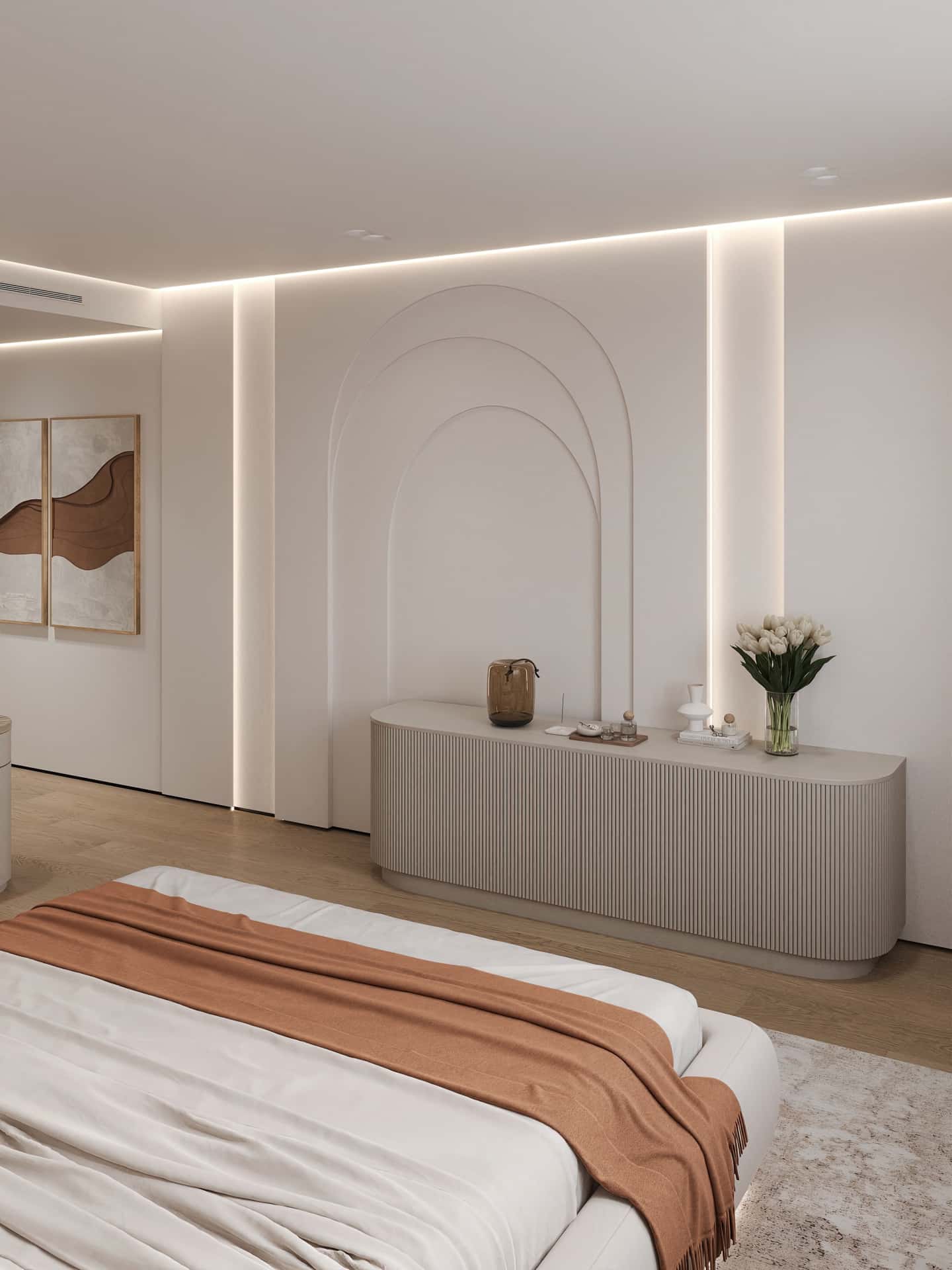 Дизайн и ремонт квартиры в ЖК Эмеральд — Сияние форм, 131 м2. Мастер-спальня, фото 5