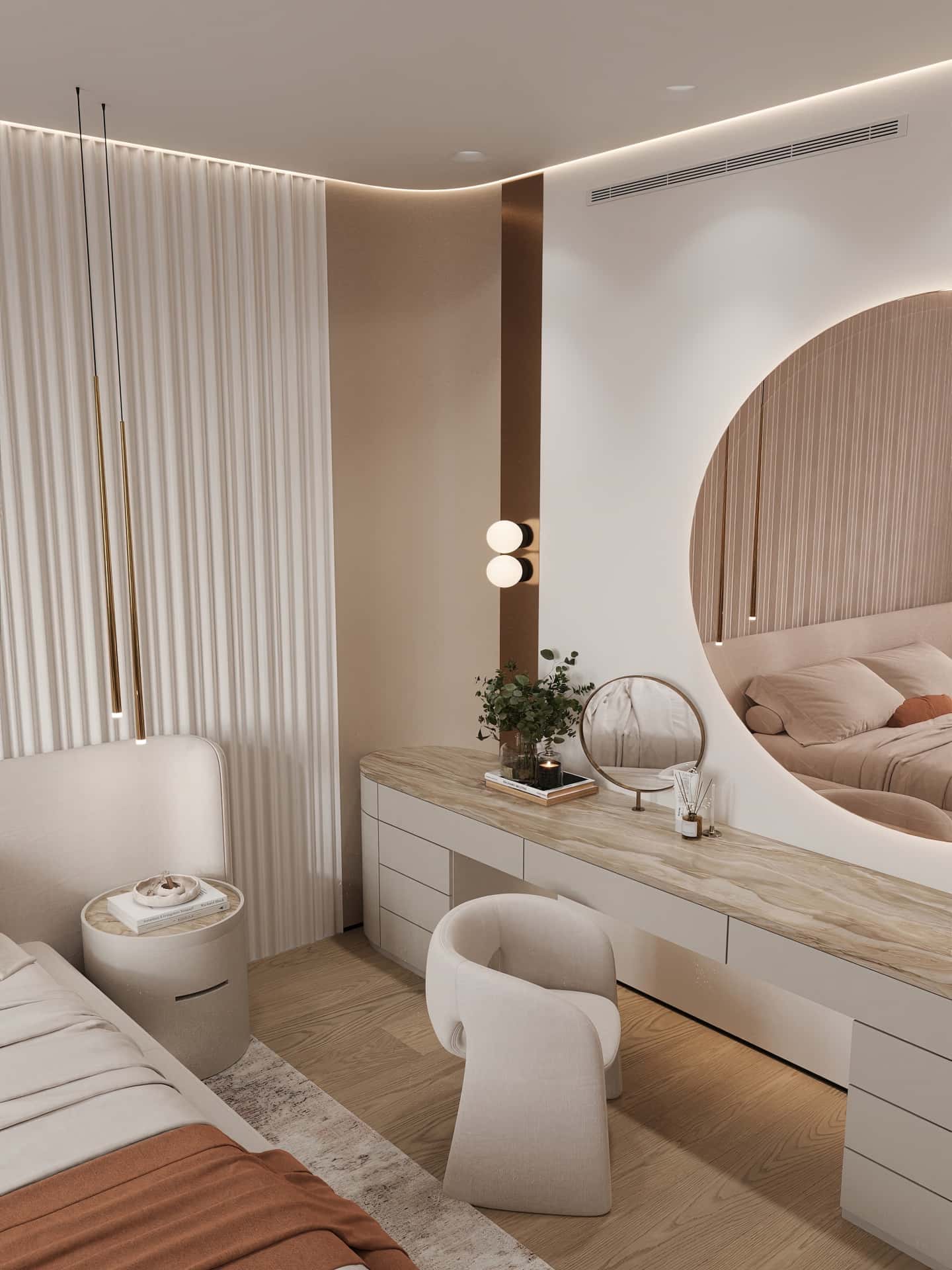 Дизайн и ремонт квартиры в ЖК Эмеральд — Сияние форм, 131 м2. Мастер-спальня, фото 7