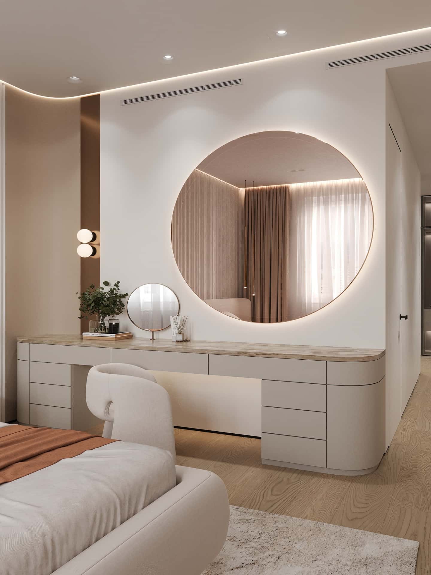 Дизайн и ремонт квартиры в ЖК Эмеральд — Сияние форм, 131 м2. Мастер-спальня, фото 8