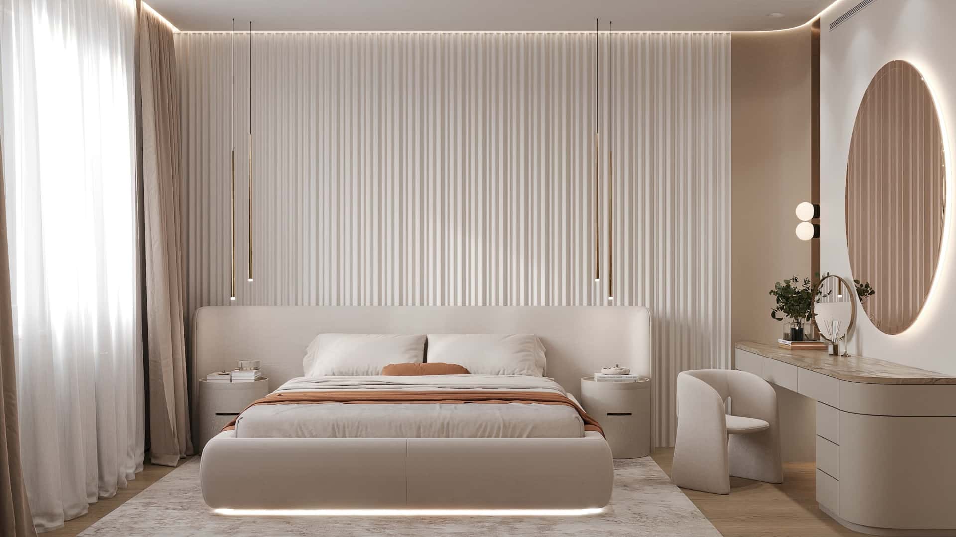 Дизайн и ремонт квартиры в ЖК Эмеральд — Сияние форм, 131 м2. Мастер-спальня