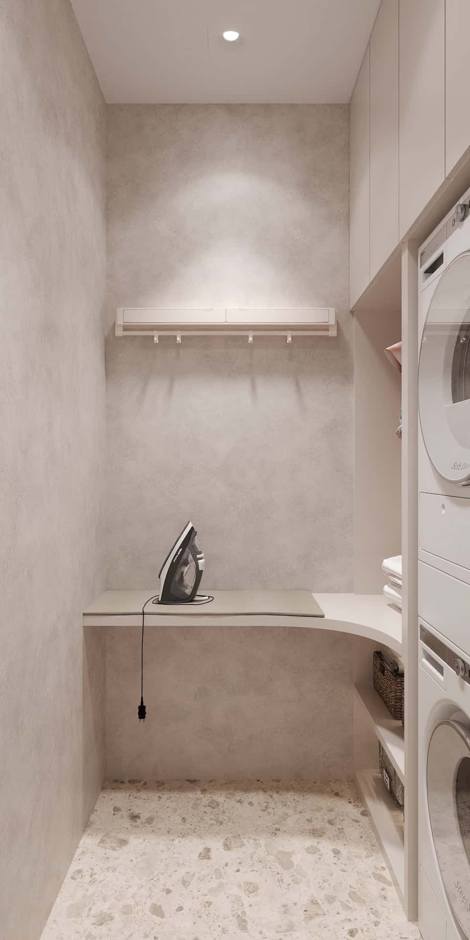 Дизайн и ремонт квартиры в ЖК Эмеральд — Сияние форм, 131 м2. Постирочная, фото 1