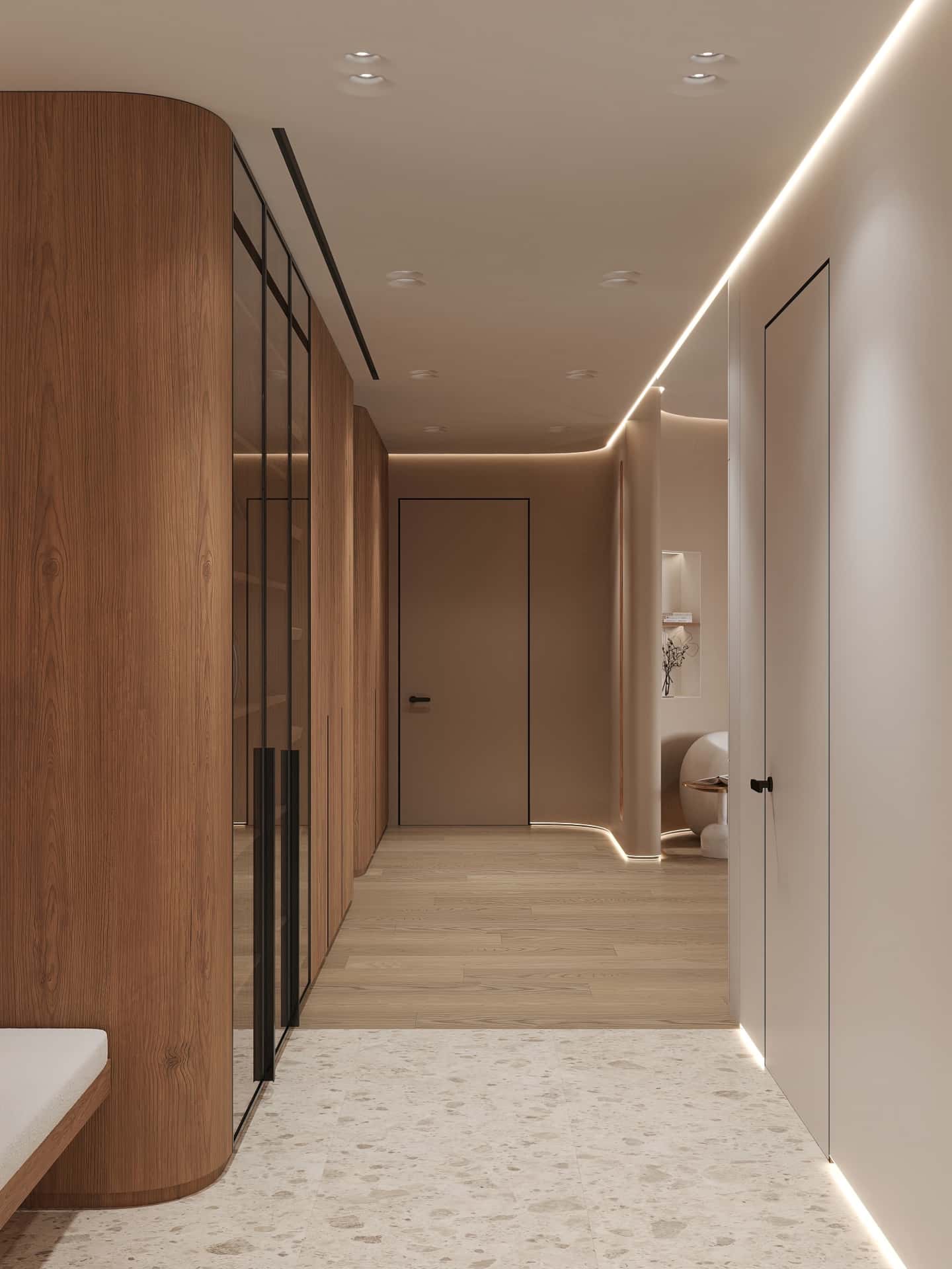 Дизайн и ремонт квартиры в ЖК Эмеральд — Сияние форм, 131 м2. Прихожая и коридор, фото 1