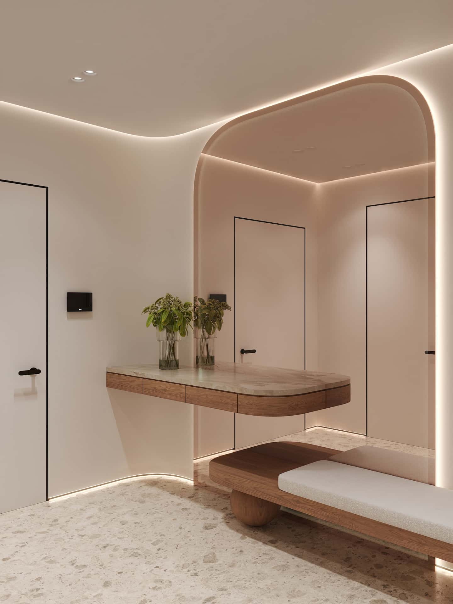 Дизайн и ремонт квартиры в ЖК Эмеральд — Сияние форм, 131 м2. Прихожая и коридор, фото 2