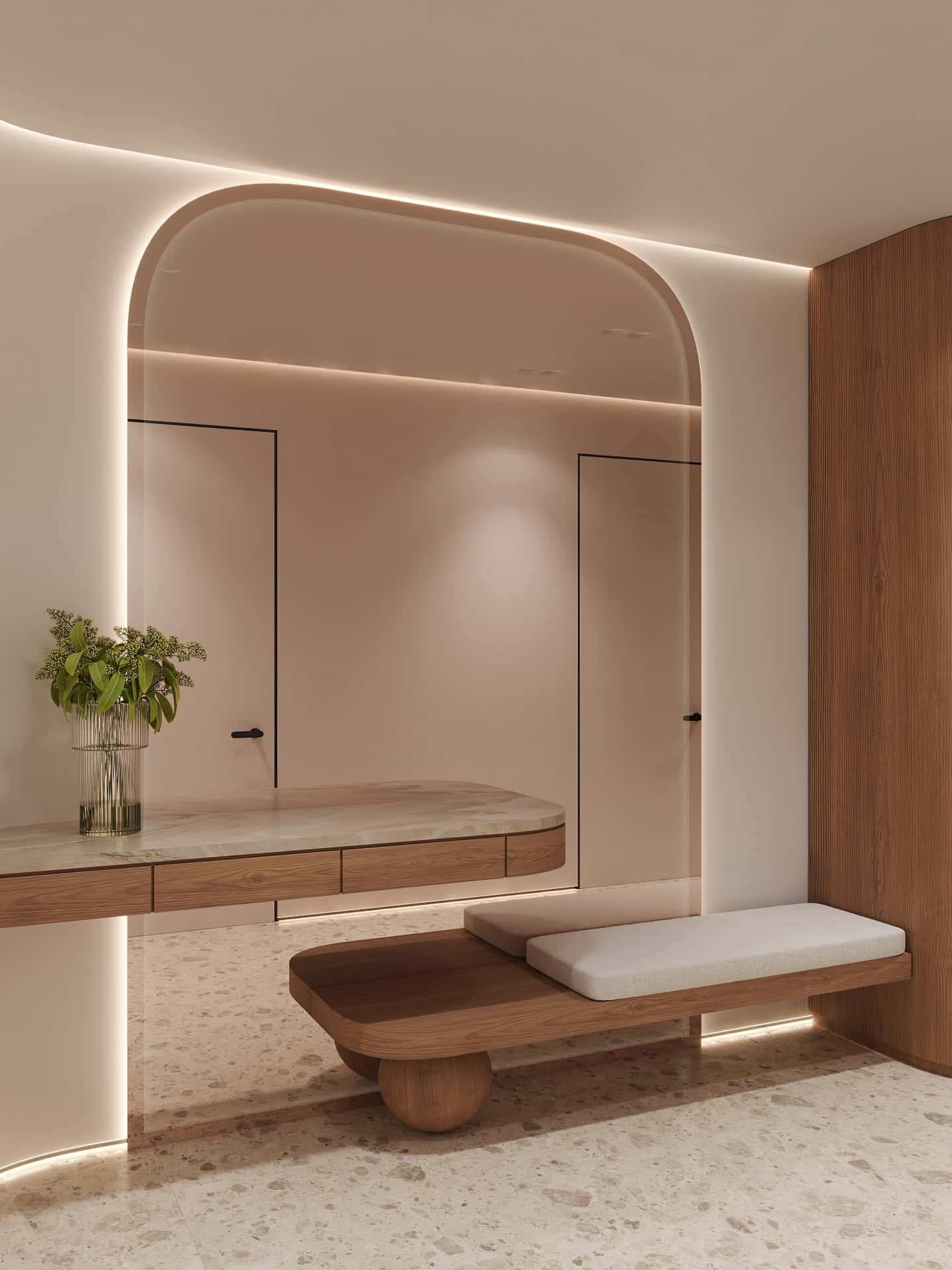 Дизайн и ремонт квартиры в ЖК Эмеральд — Сияние форм, 131 м2. Прихожая и коридор, фото 3