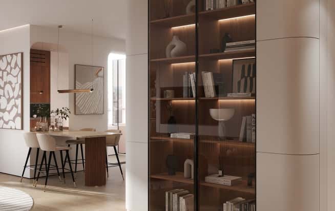 Дизайн и ремонт квартиры в ЖК Эмеральд в стиле бионика. Гостиная, фото 2