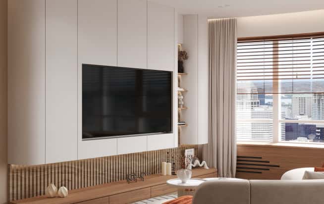 Дизайн и ремонт квартиры в ЖК Эмеральд в стиле бионика. Гостиная, фото 4